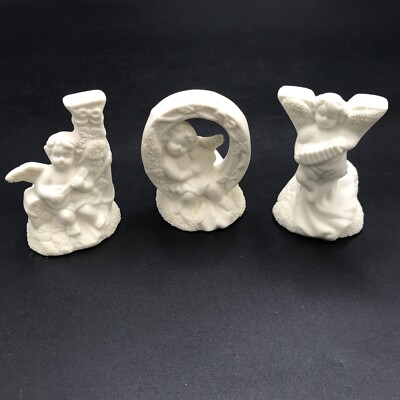 Set of 3 Cherub Angel JOY Candlestick Holders 3''x2.5''x3'' Each