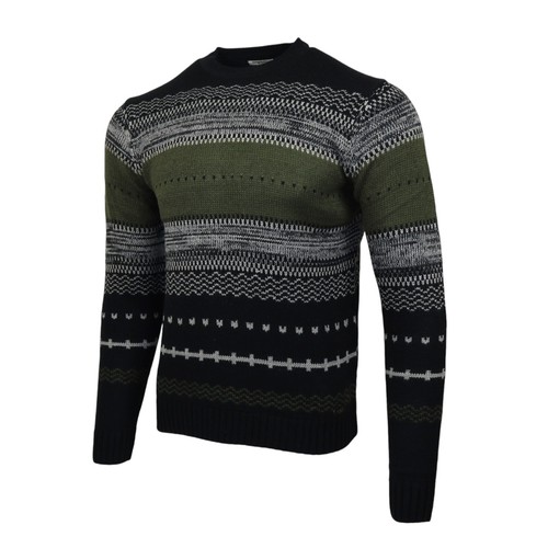 Maglione uomo girocollo Fair Isle maglione maglia testurizzata pullover azteco A25 - Foto 4 di 25