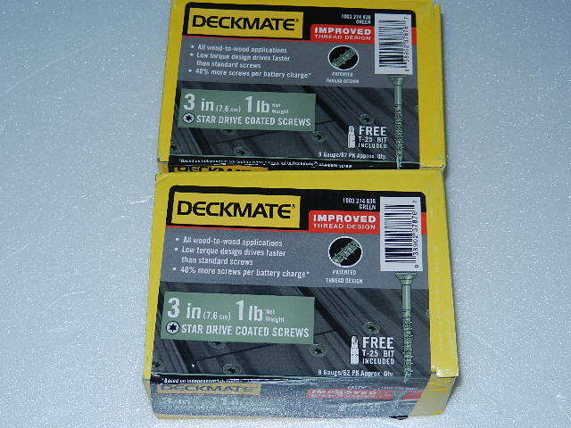 2 new 1lbs no warranty DECKMATE 3” #9 Green Star Drive Deck Screws