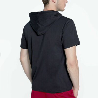 Uomo Manica Corta con Cappuccio T-Shirt SPORTS Palestra Maglia