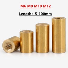 Threaded Sleeve Rod Bar Stud Round Connector Nut Brass Long Nuts M6 M8 M10 M12
