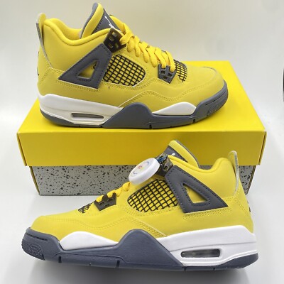 Nike Air Jordan 4 Retro Lightning Yellow Sneaker Größe UK 3,5 GS Neu mit Etikett 408452-700