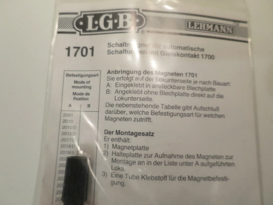 ( I13 ) LGB TRACK G 1701 shift solenoid original packaging - Image 2 of 3