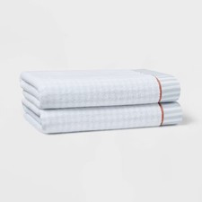 2pc Traditional Gingham Plaid Bath Towel Blue...