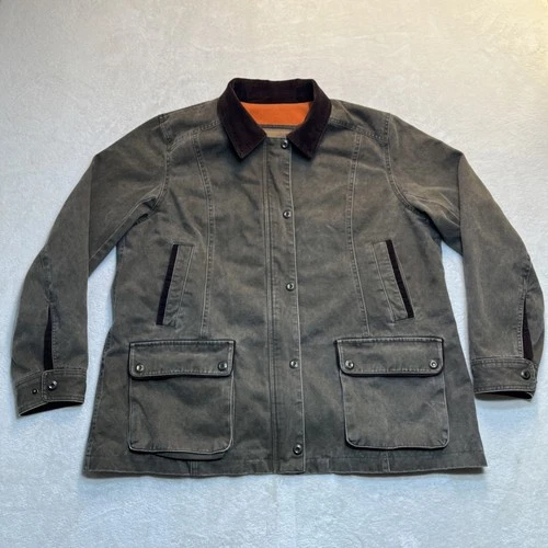 The Vermont Barn Coat Men XL Olive Field Chore Jacket Corduroy Trim Fleece Lined - product listing photo