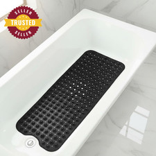 Extra Long Non-Slip Bath Mat 39"x16" Shower Tub Mat with Suction Cups Black