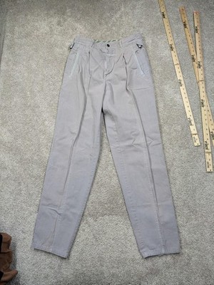 Vintage Bugle Boy Mountain Patrol Pants Mens 33L Gray Pleated Cotton D-Ring