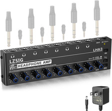 Headphone Amplifier 8 Channel Metal Stereo Audio Amplifier with Bass Boost, Mini