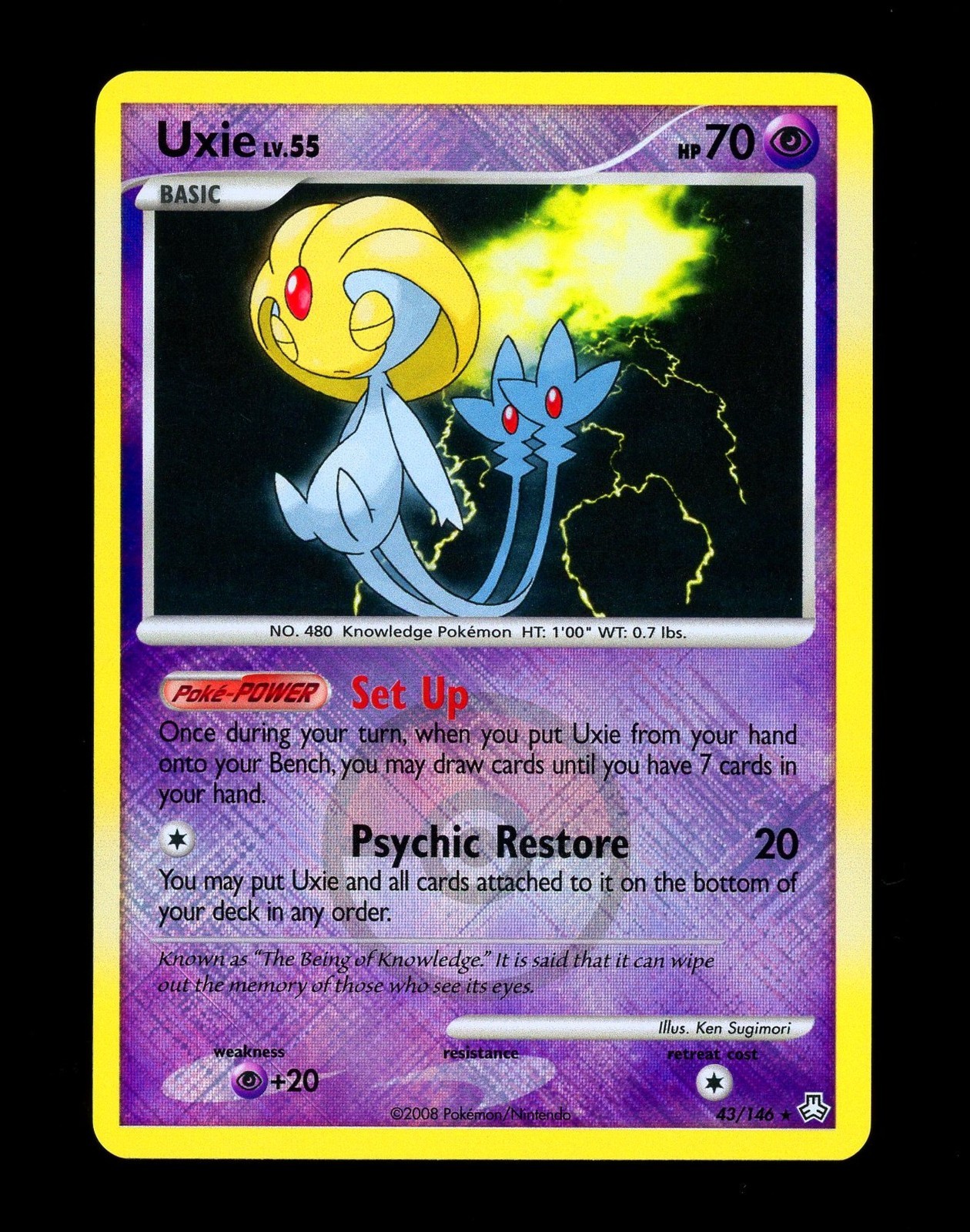 2008 Pokemon UXIE Legends Awakened CROSSHATCH HOLO Foil League PROMO Card 43/108