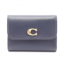 COACH ESSENTIAL CARD HOLDER WALLET Tri fold Wallet Leather Navy CZ111B4 NV From