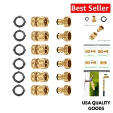 6-Piece Solid Brass Garden Hose Quick Connectors - Durable and Leak-Proof Design