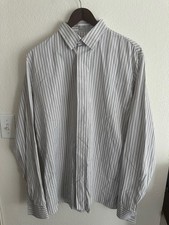 DIOR HOMME Striped Hidden Button Dress Shirt Sz-41 EUC Luxury HEDI SLIMANE-era
