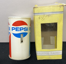 Radio canette transistor AM Pepsi-Cola vintage années 70 promotionnelle avec boite