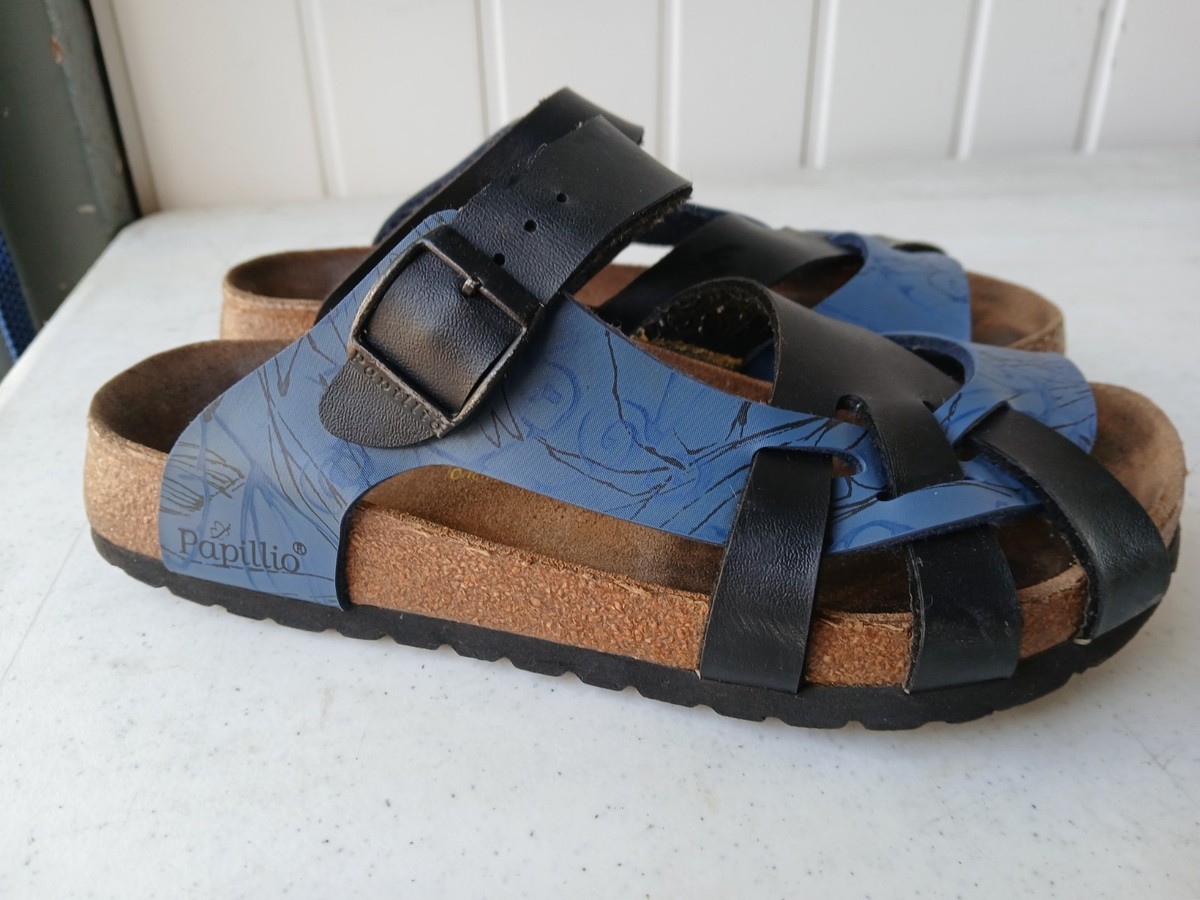 Papillio Birkenstock Pisa Sandals Womens Size Narrow Black/blue