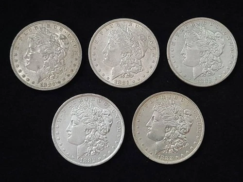 Group of 5 1882-O Morgan Silver Dollars XF-AU NICE!