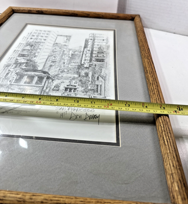 Vtg 77' Pencil Artwork Framed Print Don Davey California Street