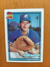 1991 Topps Greg Myers No '90 Syracuse Error AND Glowback Variation Baseball Card