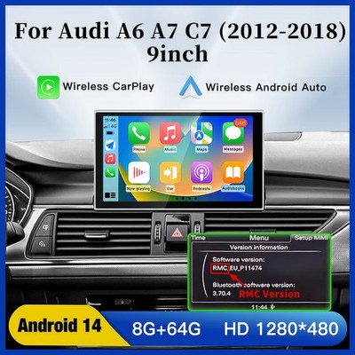 9'' Wireless CarPlay Android Auto Mirroring Interface For Audi A6 C7 A7 2012-2018