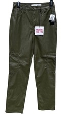 Celebrity Pink Womens Size 3/26 Olive Faux Leather Pants Cargo Pockets