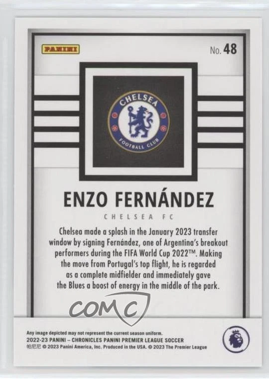 2022 Chronicles Base Premier League Panini Silver Enzo Fernandez #48 Rookie RC - Image 2 of 2