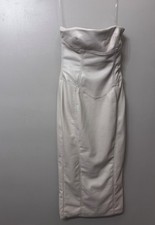 House of CB | Camilla Ivory Strapless Dress in Faux Leather | Size Small