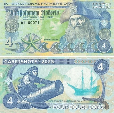 Wales 4 Doubloons 2025 Fantasy Pirate UNC Gabris Matej LOW NUMBER 075 - Image 1 of 4