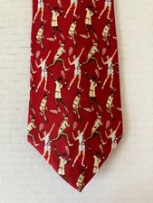 Peters & Ashley Men's Necktie Tie Silk Red Tennis Players Made in USA 57"