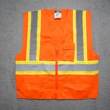 Hi-Vis MCR Safety Vest Mens M Class 2 Reflective Yellow Orange Zip