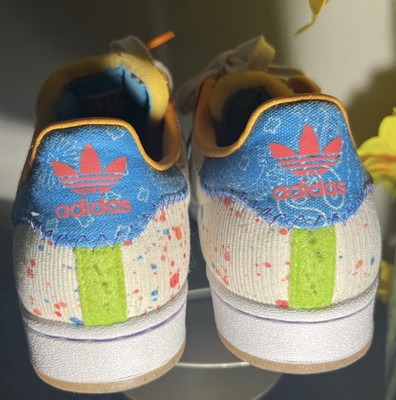 adidas Superstar Unisex Kids Multicolor Splatter Canvas Low Top Lace Up US 7