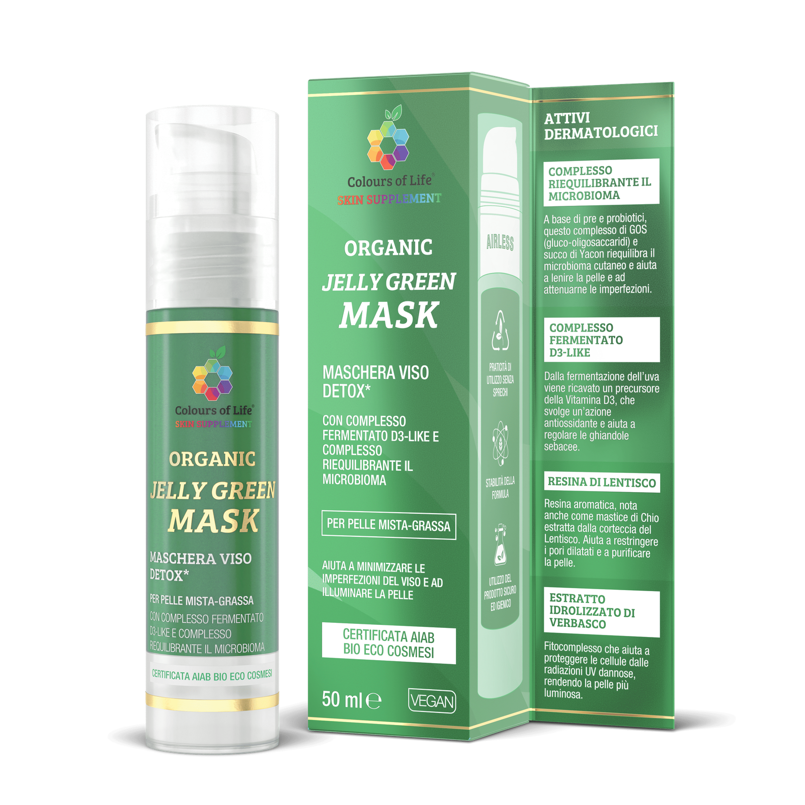 Organic jelly green mask Colours Of Life Skin Supplement