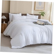 Classic Pure White Comforter Queen Size, 3 Pieces Boho Comforter Set,