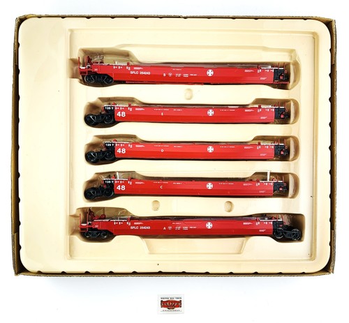 PR624 CON-COR H0 001-001954 (03) - SET 5 GÓNDOLAS PORTACONTENEDORES "SANTA FE" | Condition: Usado