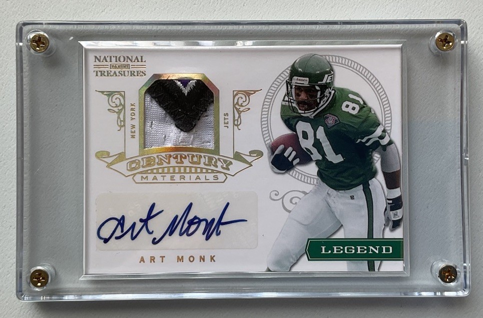 2012 Panini National Treasure Century Materials Art Monk Auto Jersey Patch 01/15