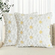 Sunflower Throw Pillow Covers Set of 2 Cream White Floral 18x18 Spring Decor