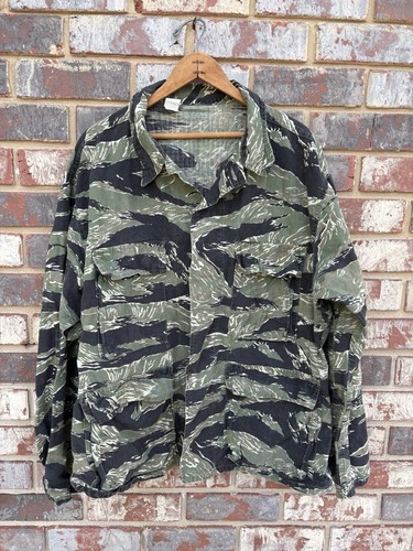 Vintage Tiger Stripe BDU Military Combat Coat Shirt, XL, Made In USA