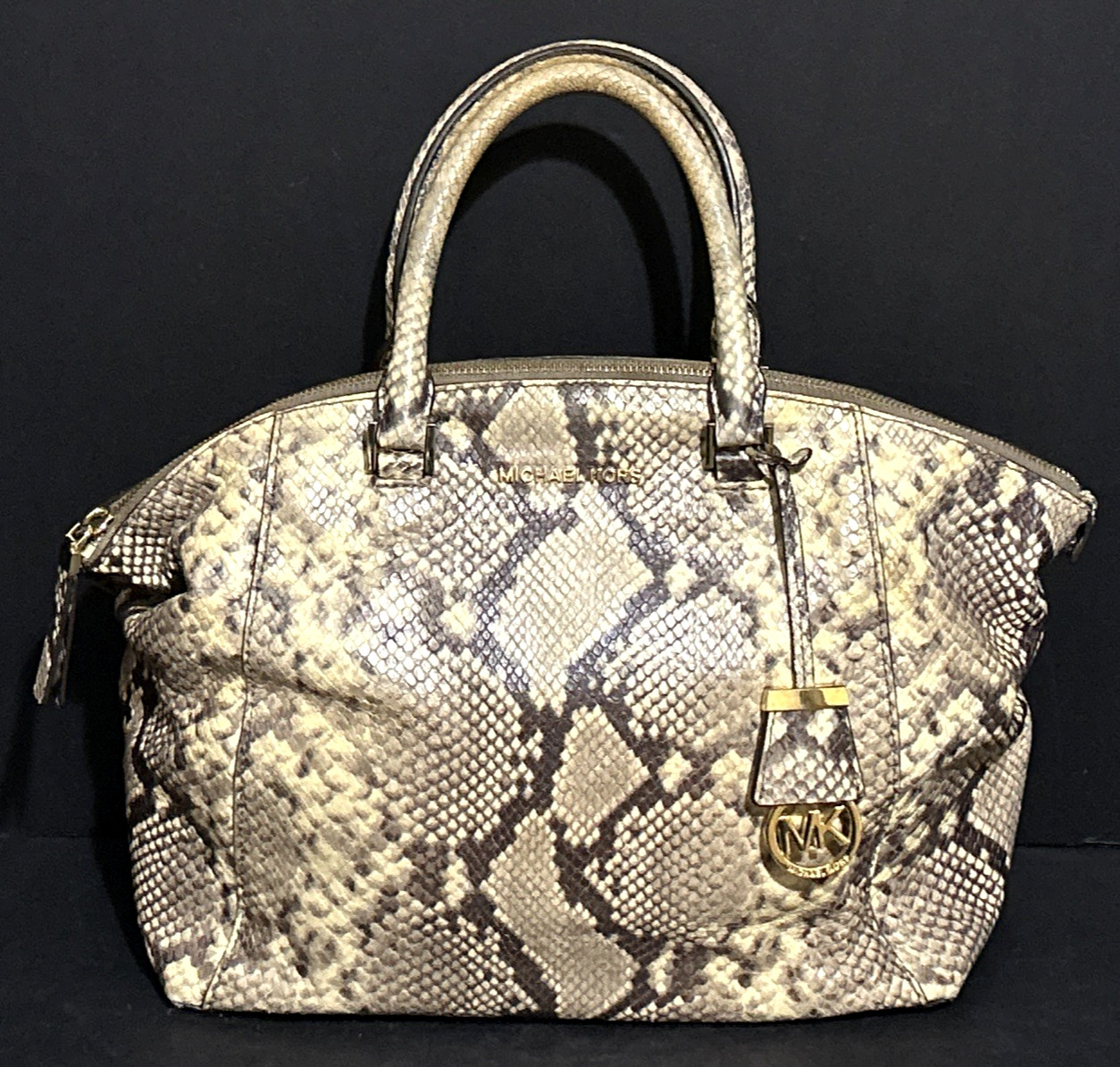 Michael Kors Riley Python Embossed Leather Satche… - image 1