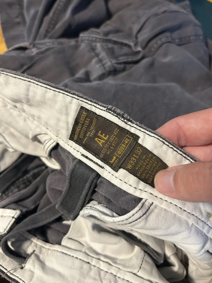 Vintage American Eagle Pants Men 33x32 (Fits 33x30) Cargo Paratrooper Baggy Gray - Image 3 of 3