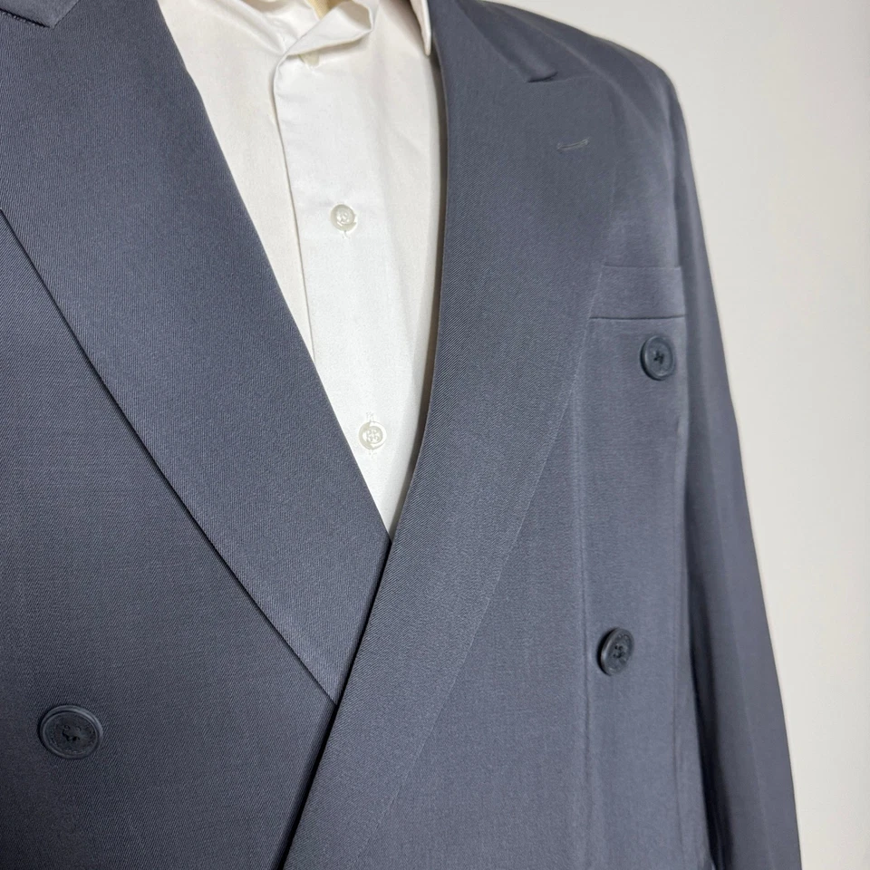 Traje de Lana Carlo Palazzi 44R 36W Para Hombre Doble Pecho Dos Piezas Hecho en Italia Foto 2 de 4