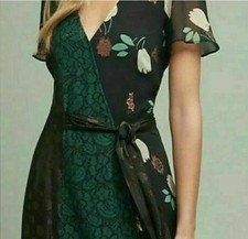 Athropologie Moulinette Soeurs Ciao Bella Midi Faux Wrap Dress Sz 0