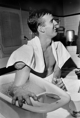 Boston Red Sox pitcher Jim Lonborg ices arm after 20th win se- Boston Old Photo