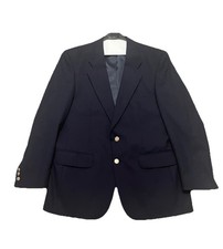 Vintage Burberry Blazer Jacket Size 42 Mens Blue Gold Button Wool Sport Coat