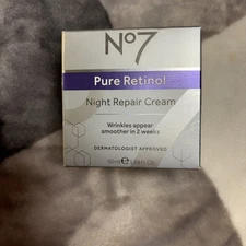 No7 Pure Retinol Night Repair Cream 1.69 oz Wrinkles Appear Smoother BNIB