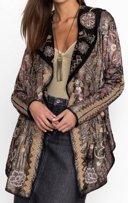 Johnny Was Embroidered Top Hoodie Duster Cardigan Wrap NWT M
