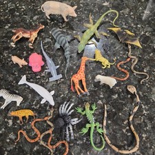 Toy Animal Figure Lot - Snakes Sharks Pigs Giraffe Zebra Lion