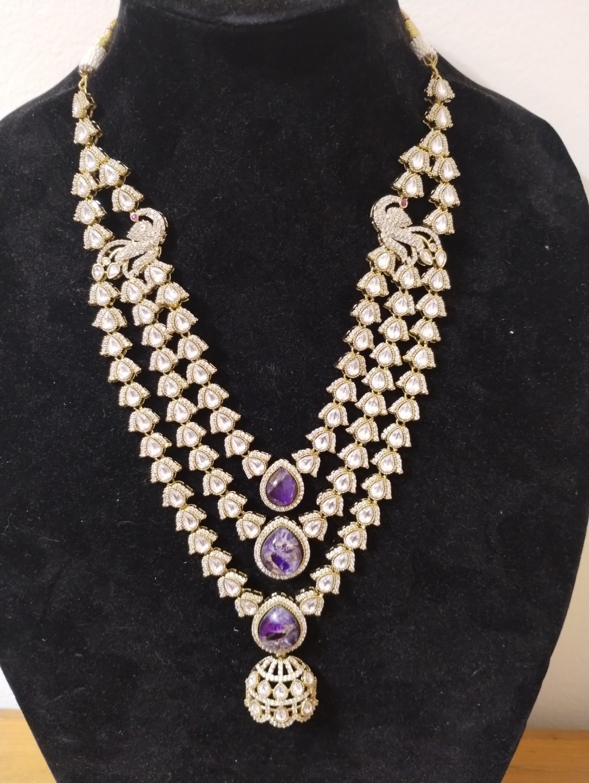 3 Layer Rhinestone Statement Necklace - image 1