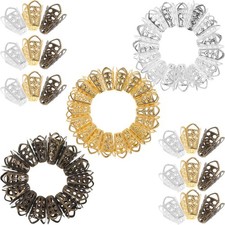 60Pcs Reusable Metal Bead Caps for Jewelry Making Assorted Color Decorative DIY