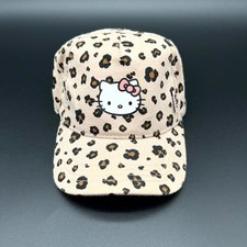 Hello Kitty Hat Girls Beige Leopard Print Fitted Cap Adjustable Outdoor Casual