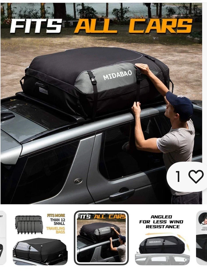 Roof Top Carrying Bags, 25 Cubic Feet Waterproof Rooftop Cargo Carrier + 6 NEW - Image 3 of 4