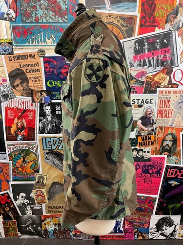 Vintage Men's 1980s U.S. Army Woodland Camouflage Patch Military M65 Field Coat - Picture 5 of 10