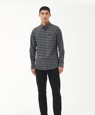 Men's Barbour International Tailored Check Long Sleeved Cable